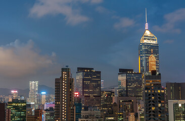 Aufkleber - Skyline of midtown of Hong Kong city at night