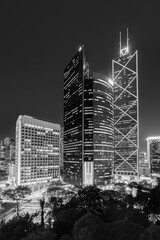 Poster - Skyline of downtown district of Hong Kong city at night