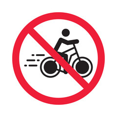 Wall Mural - Forbidden bicycle vector icon. Warning, caution, attention, restriction, label, ban, danger. No bicycle flat sign design pictogram symbol. No bicycle icon