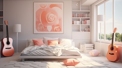 Music-Inspired Minimalist Teenage Girl's Bedroom Design