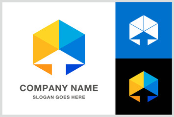 Wall Mural - Geometric Arrow Box Business Company Stock Vector Logo Design Template	