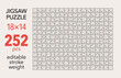 © Bisams - Empty jigsaw puzzle grid template, 18x14 shapes, 252 pieces. Separate matching puzzle elements. Flat vector illustration layout, every piece is a single shape.