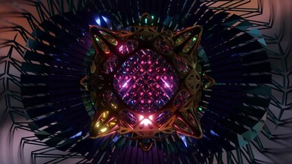 Wall Mural - abstract background 3d animation shiny futuristic composition made of geometric elements transforms 