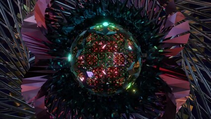 Wall Mural - abstract background 3d animation shiny futuristic composition made of geometric elements transforms 