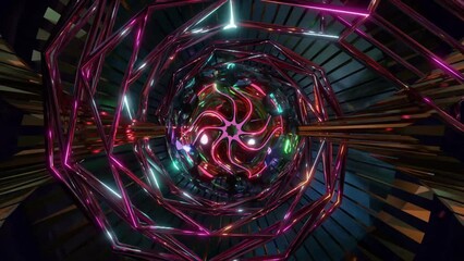 Wall Mural - abstract background 3d animation shiny futuristic composition made of geometric elements transforms 