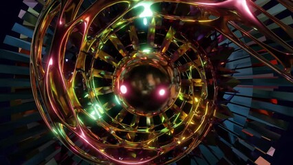 Wall Mural - abstract background 3d animation shiny futuristic composition made of geometric elements transforms 