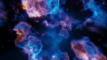 Wall Mural - Space flight slowly moving through universe among galaxies stars and nebulae