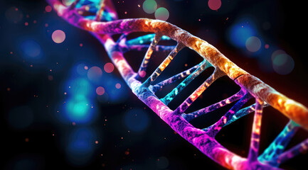 Poster - Digital illustration of a dna in colour background.