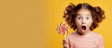 Teen Girl With Lollipop Candy Store Space For Poster