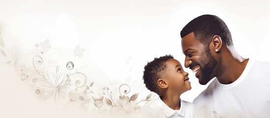 Canvas Print - African American father and son having quality time and celebrating parents day with love