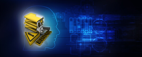 Poster - 3d rendering folder protected lock