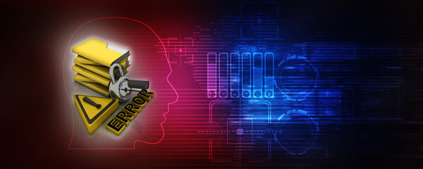 Poster - 3d rendering folder protected lock