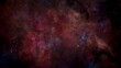 Red dark galaxy nebulae and stars in space. Alien mystical shining nebula in shiny starry night. artistic concept 3D illustration backdrop for space exploration and science fiction.
