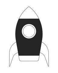 Poster - Rocket flat monochrome isolated vector object. Space exploration spaceship. Editable black and white line art drawing. Simple outline spot illustration for web graphic design