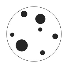 Poster - Moon flat monochrome isolated vector object. Celestial body with craters. Editable black and white line art drawing. Simple outline spot illustration for web graphic design