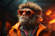 © Berit Kessler - Monkey or ape with sunglasses and jacket, surreal animal character, cool portrait, party, generative AI