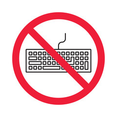 Fototapete - Forbidden keyboard vector icon. Warning, caution, attention, restriction, label, ban, danger. No keypad flat sign design pictogram symbol. No clavier icon