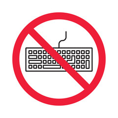 Fototapete - Forbidden keyboard vector icon. Warning, caution, attention, restriction, label, ban, danger. No keypad flat sign design pictogram symbol. No clavier icon