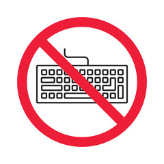 Fototapete - Forbidden keyboard vector icon. Warning, caution, attention, restriction, label, ban, danger. No keypad flat sign design pictogram symbol. No clavier icon