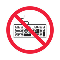Fototapete - Forbidden keyboard vector icon. Warning, caution, attention, restriction, label, ban, danger. No keypad flat sign design pictogram symbol. No clavier icon