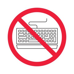 Fototapete - Forbidden keyboard vector icon. Warning, caution, attention, restriction, label, ban, danger. No keypad flat sign design pictogram symbol. No clavier icon