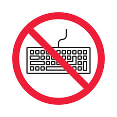 Fototapete - Forbidden keyboard vector icon. Warning, caution, attention, restriction, label, ban, danger. No keypad flat sign design pictogram symbol. No clavier icon