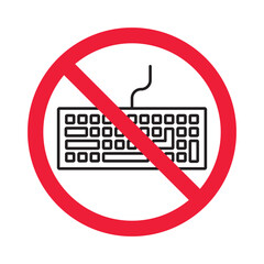 Fototapete - Forbidden keyboard vector icon. Warning, caution, attention, restriction, label, ban, danger. No keypad flat sign design pictogram symbol. No clavier icon