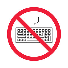 Fototapete - Forbidden keyboard vector icon. Warning, caution, attention, restriction, label, ban, danger. No keypad flat sign design pictogram symbol. No clavier icon