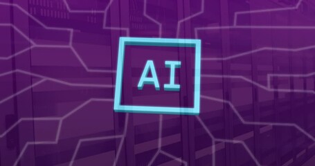 Poster - Animation of ai data processing over computer circuit board
