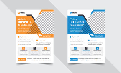 Wall Mural - Corporate business flyer vector design template. Design template Geometric shape used for business flyer layout. Corporate flyer, Business flyer and leaflet. Flyer in A4 with Bleed