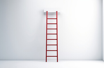 ladder is sticking up from white wall