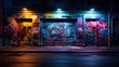 graffiti street art painted on shutter door with street view, Generative Ai