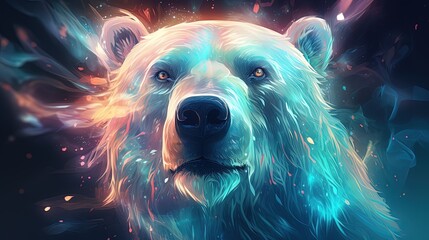 Wall Mural - star celestial bear glow in blue neon light, nature spiritual theme concept, generative ai