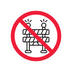 Forbidden road barrier icon. Warning, caution, attention, restriction, label, ban, danger. Road under construction vector icon. No entry flat sign design  pictogram symbol. No traffic icon