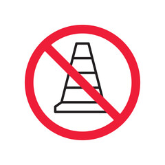 Wall Mural - Forbidden road cone icon. Warning, caution, attention, restriction, label, ban, danger. Road cone icon. Traffic cone vector icon. Trafic cone flat sign design  pictogram symbol. No traffic icon