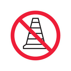 Wall Mural - Forbidden road cone icon. Warning, caution, attention, restriction, label, ban, danger. Road cone icon. Traffic cone vector icon. Trafic cone flat sign design  pictogram symbol. No traffic icon