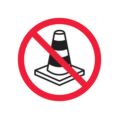 Wall Mural - Forbidden road cone icon. Warning, caution, attention, restriction, label, ban, danger. Road cone icon. Traffic cone vector icon. Trafic cone flat sign design  pictogram symbol. No traffic icon