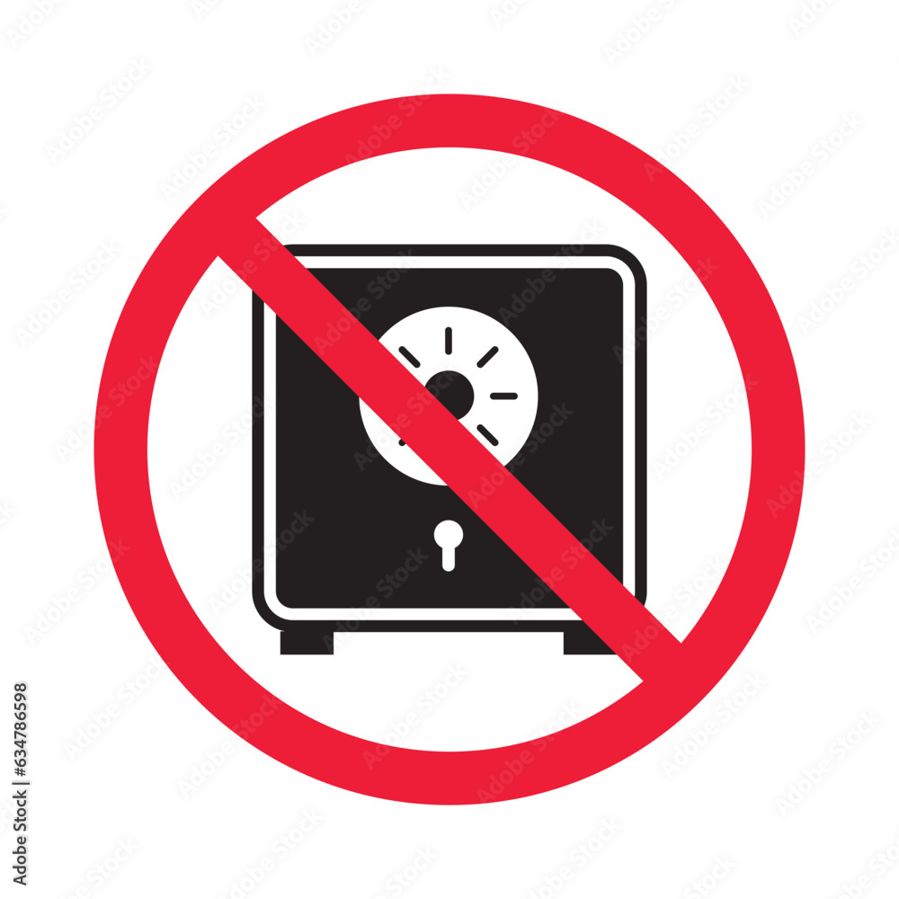 Forbidden safe icon. Warning, caution, attention, restriction, label ...