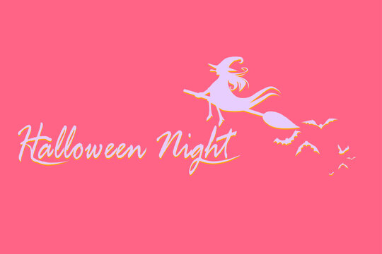 Halloween happy time . Trick or treat vector card. Halloween background with bat and witched.