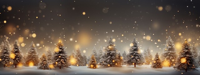 Wall Mural - Creative chrsitmas celebrate backgroundof snow bokeh pine tree forest glitter shiny light  christmas tree with a bright shining snow flake background,ai generate