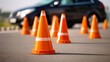 © Gasspoll - Car and Traffic Cones Shape Driving School Experience. Generative AI