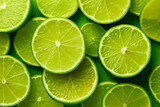 Fototapeta Panele - Green lemon slice pattern background.Generative Ai.