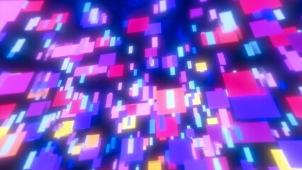 Poster - Colored energy squares and rectangles particles magic glowing hi-tech futuristic abstract background