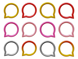 Poster - Set of comment icon logo in 3d rendering isolated on transparent background for chat, message, conversation and social media concept