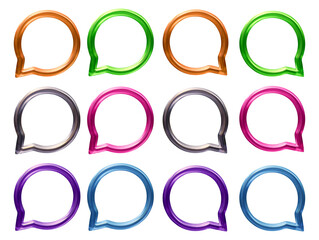 Poster - Set of comment icon logo in 3d rendering isolated on transparent background for chat, message, conversation and social media concept