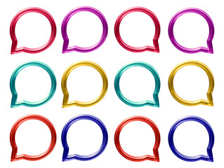 Poster - Set of comment icon logo in 3d rendering isolated on transparent background for chat, message, conversation and social media concept