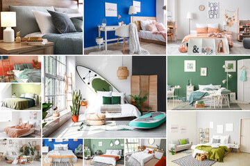 Wall Mural - Collage of stylish bedroom interiors