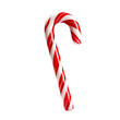 a striped red and white candy cane for a food-themed, photorealistic illustration in a PNG format, cutout, and isolated: generative AI
