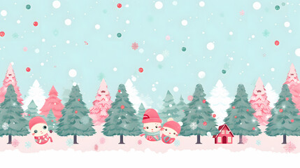 Wall Mural - anime style christmas background