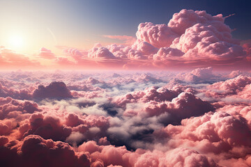 Poster - sunset over the pink clouds